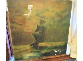 Antique Ship Oil On Canvas  Art Painting