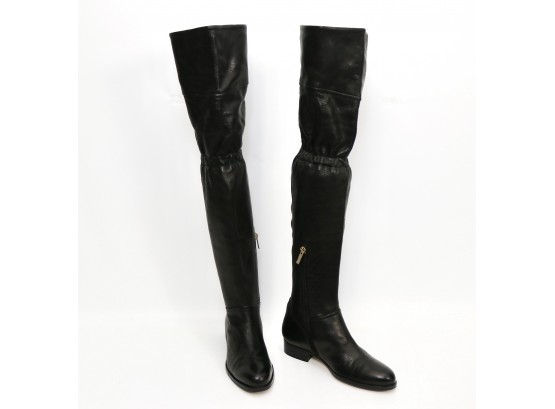 Jimmy Choo London Over-The-Knee Black Leather Boots - Size 6 - Retail Price $1,395