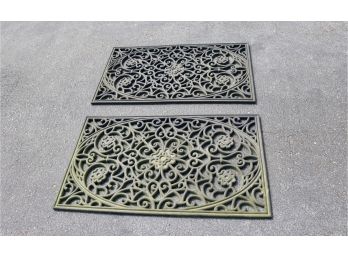 Set Of Two Decorative Outdoor Rubber Mats
