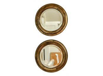 Pair Of Wisteria Round Wall Mirrors With Beveled Edge