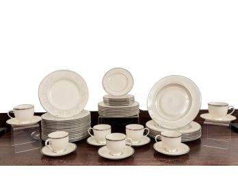 Collection Of Lenox Royal Courtyard And Tuxedo Platinum Dinnerware (RETAIL $2,200)