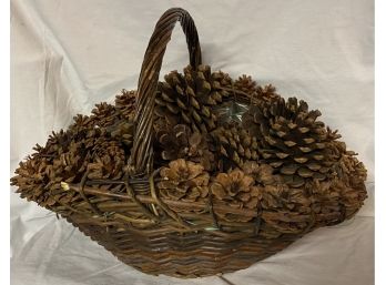 Wicker Basket With Pine Cones