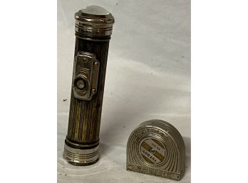 Vintage Tape Measure And Flash Light