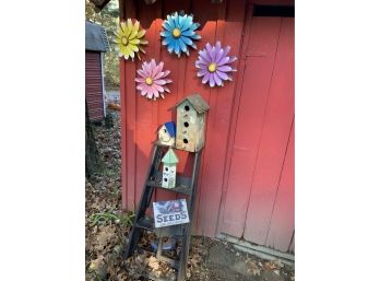 Birdhouse And Flowers Shed Decor