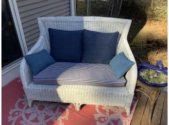 Pretty White Wicker Loveseat