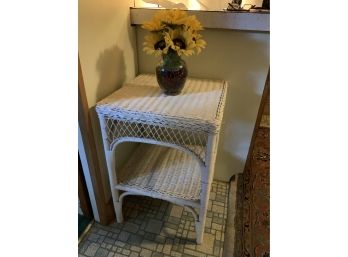 White Wicker Side Table