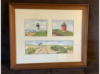 Framed Trio Of Watercolor Paintings