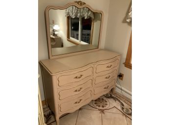 Low French Provincial Dresser With Attached Mirror