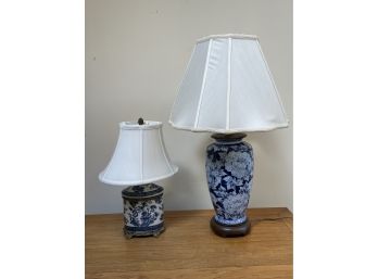 TWO CHINESE STYLE LAMPS WITH SHADES