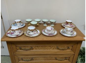 LOT OF HP LIMOGES ICE CREAMS AND SIX PORCELAINS TRIOS