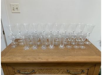 CRYSTAL TIFFEN STEMWARE LOT, 28 PIECES TOTAL