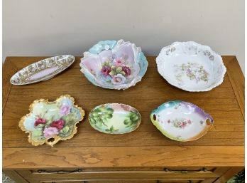 NICE LOT OF MOSTLY HANDPAINTED VICTORIAN PORCELAINS