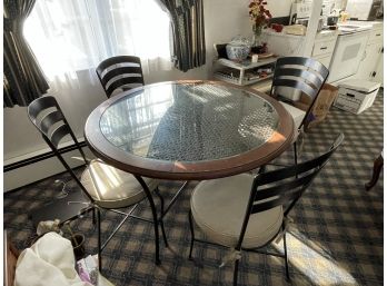 METAL TABLE AND FOUR CHAIRS