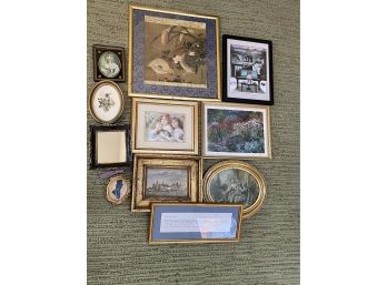 ELEVEN DECORATIVE FRAMED PRINTS