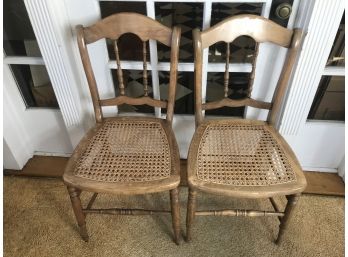 Two Caned Accent Chairs