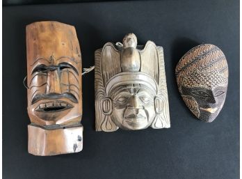 Hand Carved Cultural Wall Masks