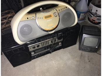 Sony , Sanyo Boom Box Radios . GPX 10 Inch TV