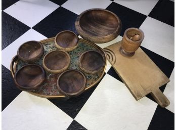 Wood Salad Bowls , Cutting Board , Mortar And Pestle, Wood Serve Platter