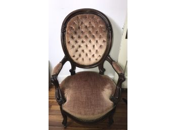 Victorian Tufted Velvet Chair With Nailhead Finish