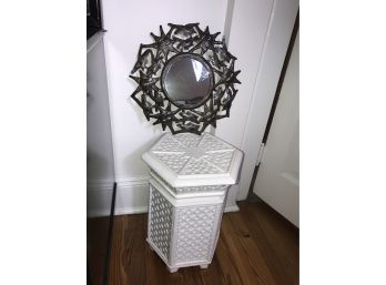 Ceramic Garden/Bathroom  Stool. Ornate Wall Mirror