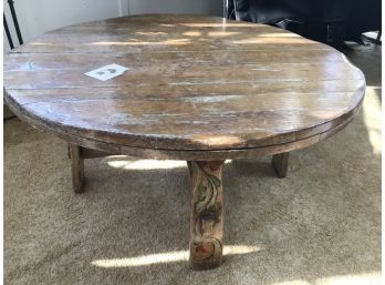 Wood Cocktail Table With Carved Legs