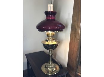 Ruby Glass Oil Lamp Electric Conversion