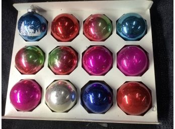 12 Vintage Glass Christmas Tree Ornaments As Pictured