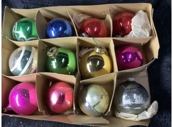 Twelve Vintage Glass Christmas Tree Ornaments As Pictured