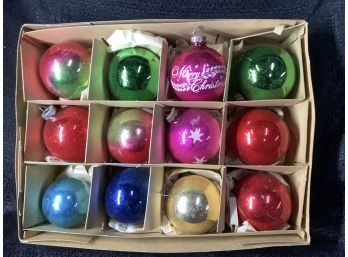 Twelve Vintage Glass Christmas Tree Ornaments As Pictured