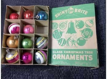 Vintage Shiny Bright Glass Christmas Tree Ornaments With The Box