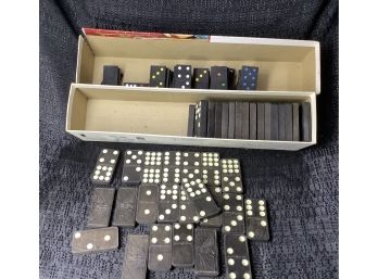 Large Lot Of Wooden Eagle Dominos And Smaller Black Spider Dominos