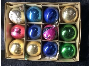 12 Vintage Glass Christmas Tree  Ornaments As Pictured