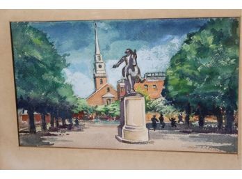 Original Watercolor By Massachusetts Artist Landis A. Nazzaro - Late 1940s-early 50s