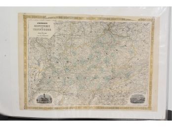 1862 Johnson's Map Of Kentucky & Tennessee