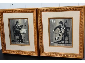 Pair Of Original Musician Oil Paintings By William Sloane (1870 - 1965)