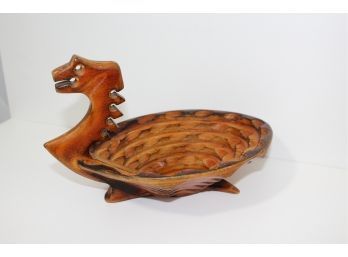 Very Unique Wooden Bowl With Dragon Prow - Viking/Norse Styled