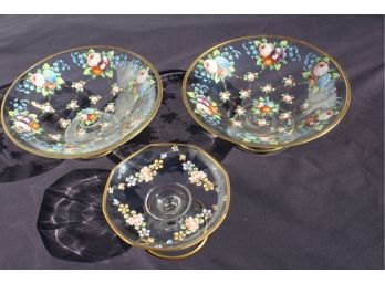 3 Gorgeous Serving Platters - Enameled Flower Designs - Video Links