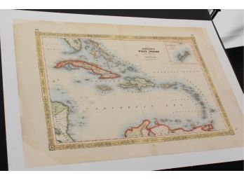 1864 Johnson's West Indies - Special Map!