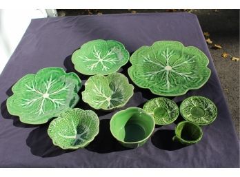 Lovely Portguese Bordallo Pinheiro Cabbage Serveware 6 Piece Group - 3 Platters!