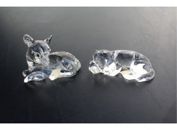 2 Gorgeous Leaded Crystal Pieces -Princess House West Germany Fawn & Reclining Dog