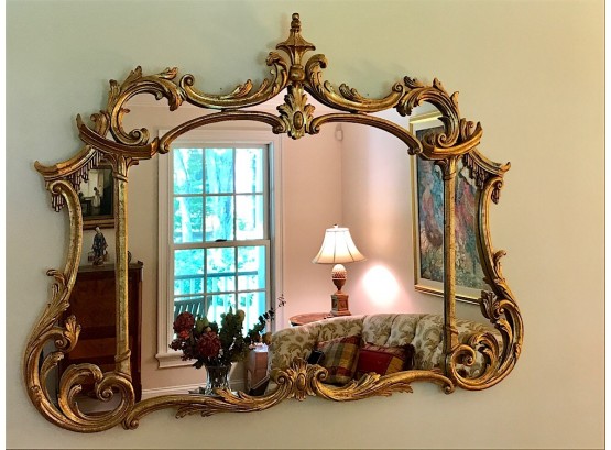 Uniquely Shaped Gold Gilt Mirror
