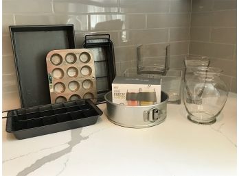 Freezer Wine Glasses, Vases And Assorted Bakeware