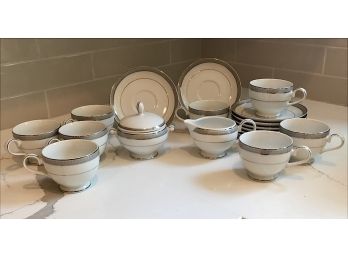 Eight Mikasa Cups, Saucers And Sugar & Creamer