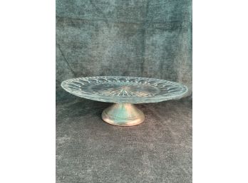 Etched Glass Cake Stand