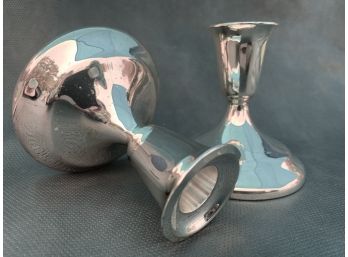 Two Matching Silver Plate Candle Sticks