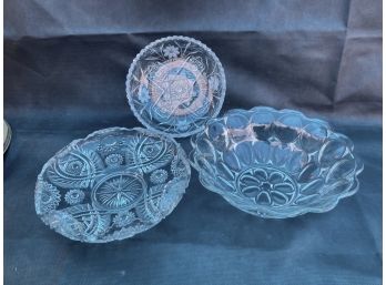 Three Cut Glass Bowls