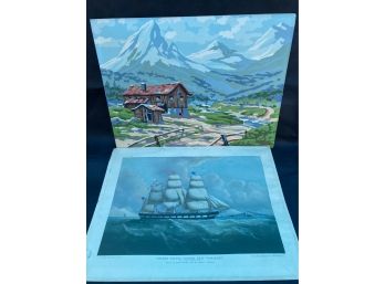 U.S. Packet Ship 'Pleiades' Picture And A Paint By Number Of A Cottage In The Mountains