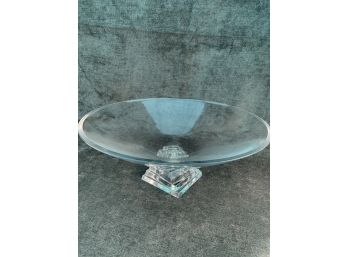 Shallow Glass Bowl With Stacked Glass Stand