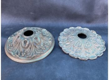 Lot Of 2 Light Fixture Ceiling Caps Maked 497