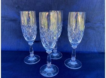 4 Clear Glass Champagne Glasses